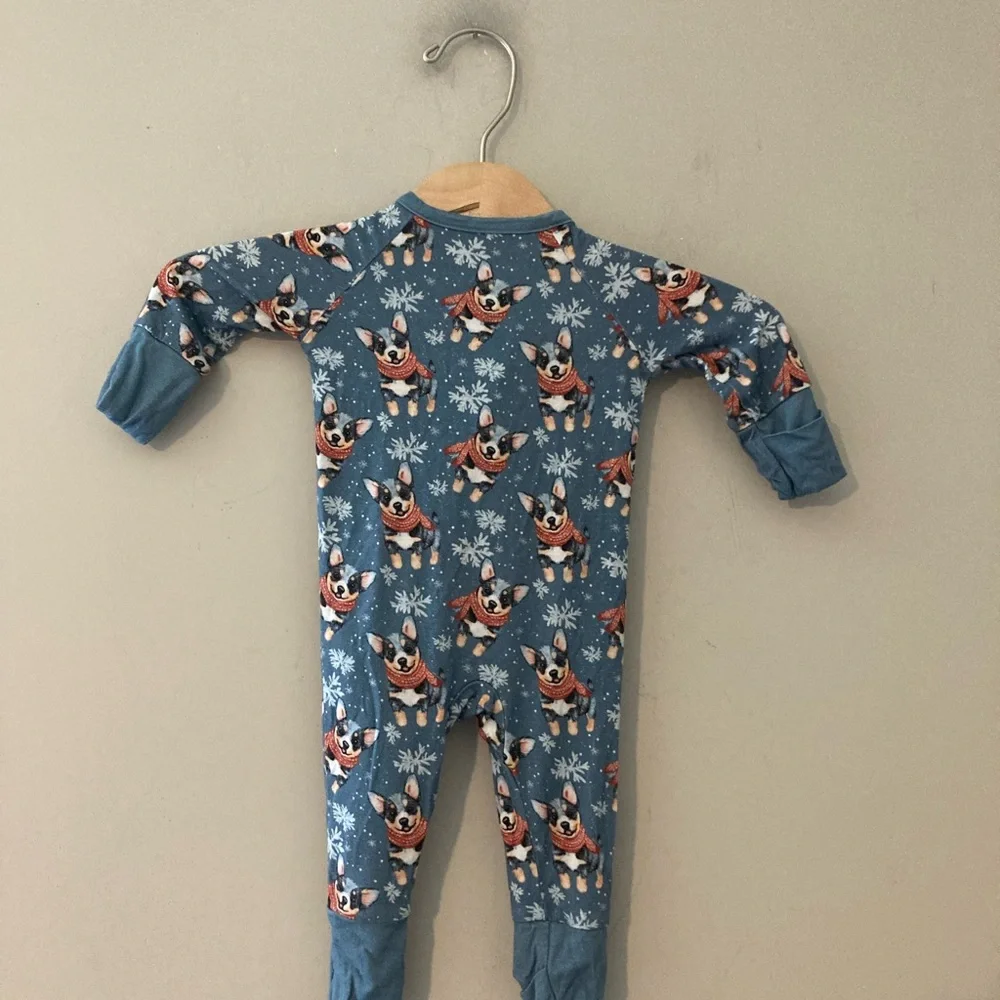 $18 ADD ON little one shop holiday dogs footie preemie‎ Bamboo Zara Mini Boden